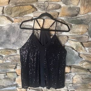 Black Sequin Tank Top